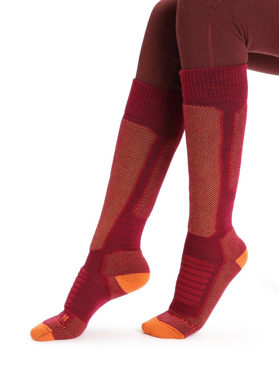 Women's Icebreaker Merino Ski+ Medium Over the Calf Socks Cherry / Flash | CA 1528CTVE